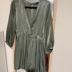 Zara Shimmering Olive Women's Blouse